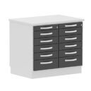 Side-cabinet with 2x5 drawers (2, 3 HU),  with cover board 841 x 600 x 738 mm