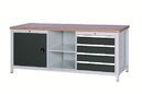 SybaWork workbench,  2000x859x750mm (whd), 4 drawers, door, multiplex table top, 40mm