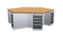 TeamWork workbench with six cabinets, 2500x2165x859mm (whd), 40mm multiplex board