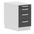 Under-table cabinet, floor standing, 3 drawers+utensil drawer, central locking   430 x 740 x 750mm