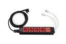 Power terminal strip, 4x Schuko earthed outlets 230V, 2x RJ45 Cat VI (red)