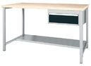 SybaWork workbench, 1500 x 750 x 859 mm, drawer, shelf, multiplex table top, 40mm